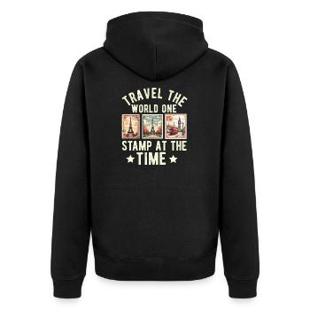 Timbre Collectionneur Affranchissement Estampillage Philatéliste Hommes - Veste à capuche bio Premium Unisexe - noir - Dos - Nico (187cm)