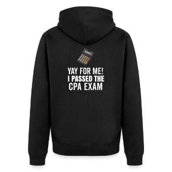 Passé l’examen CPA pour comptable agréé drôle - Veste à capuche bio Premium Unisexe - noir - Dos - Nico (187cm)