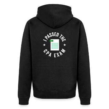 Passé l’examen CPA pour comptable agréé drôle - Veste à capuche bio Premium Unisexe - noir - Dos - Nico (187cm)