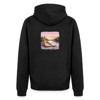 Sauna outfit for sauna fans and wellness enthusiasts - Unisex Premium Organic Zip Hoodie - black - Back - Nico (187cm)