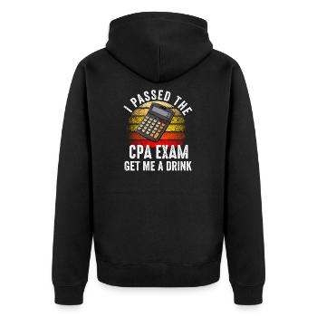 Passé l’examen CPA pour comptable agréé drôle - Veste à capuche bio Premium Unisexe - noir - Dos - Nico (187cm)