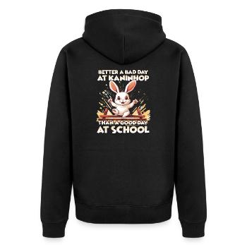 HappyHop training and joy for kaninhop fans - Unisex Premium Organic Zip Hoodie - black - Back - Nico (187cm)