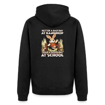 Springendes Häschen Die Kaninhop Marke Kaninhop - Unisex Premium Bio Zip Hoodie - Schwarz - Hinten - Nico (187cm)