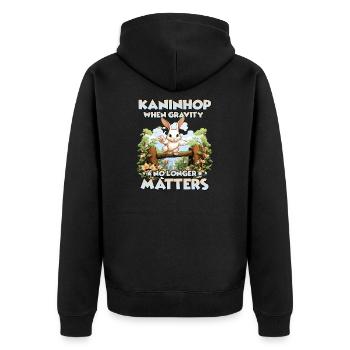 JoyfulHops Joy of jumping with these rabbit hops - Unisex Premium Organic Zip Hoodie - black - Back - Nico (187cm)