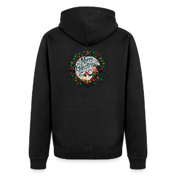 Frohe Weihnachten Design Lustiges Geschenk für Weihnachtsliebhaber - Unisex Premium Bio Zip Hoodie - Schwarz - Hinten - Nico (187cm)