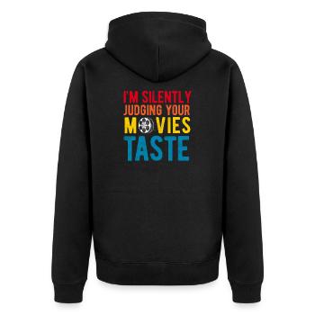 Critique de cinéma Cinéphile Cinéphile Amant Drôle Critique - Veste à capuche bio Premium Unisexe - noir - Dos - Nico (187cm)