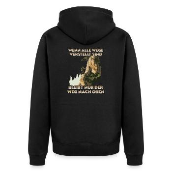 Erobre die Gipfel: Toprope Klettern Bergsport Fans - Unisex Premium Bio Zip Hoodie - Schwarz - Hinten - Nico (187cm)