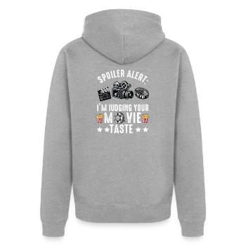 Filmkritiker, Kino, Filmfan, Liebhaber, lustiger Rezensent - Unisex Premium Bio Zip Hoodie - Grau meliert - Hinten - Nico (187cm)