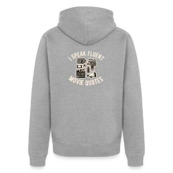 Filmkritiker, Kino, Filmfan, Liebhaber, lustiger Rezensent - Unisex Premium Bio Zip Hoodie - Grau meliert - Hinten - Nico (187cm)