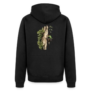 Toprope climbing nature experience for climbers - Unisex Premium Organic Zip Hoodie - black - Back - Nico (187cm)