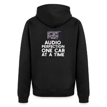 Autoradio pour haut-parleurs d’installateur audio Basse de voiture - Veste à capuche bio Premium Unisexe - noir - Dos - Nico (187cm)