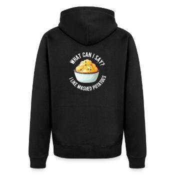 Amateur de purée de pommes de terre Nourriture de pommes de terre au beurre drôle - Veste à capuche bio Premium Unisexe - noir - Dos - Nico (187cm)