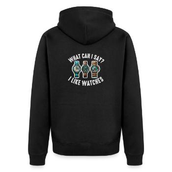 Watch Collector Horologist Collecting Watches - Unisex Premium Organic Zip Hoodie - black - Back - Nico (187cm)