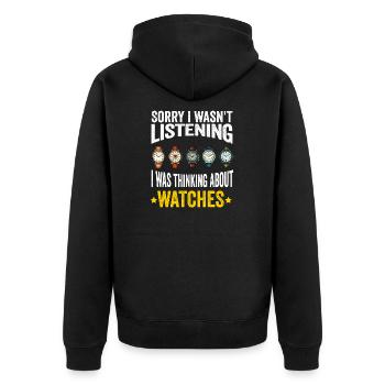 Watch Collector Horologist Collecting Watches - Unisex Premium Organic Zip Hoodie - black - Back - Nico (187cm)