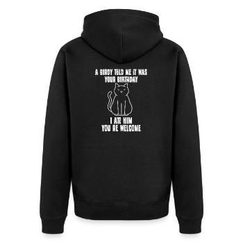 Katzenhalter Geschenk Misanthropen Motiv Katzen - Unisex Premium Bio Zip Hoodie - Schwarz - Hinten - Nico (187cm)