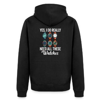 Watch Collector Horologist Collecting Watches - Unisex Premium Organic Zip Hoodie - black - Back - Nico (187cm)
