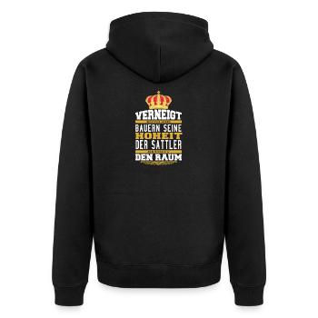 Witziges Sattler T-shirt Geschenk Sattler - Unisex Premium Bio Zip Hoodie - Schwarz - Hinten - Nico (187cm)