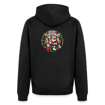 Frohe Weihnachten Design Lustiges Geschenk für Weihnachtsliebhaber - Unisex Premium Bio Zip Hoodie - Schwarz - Hinten - Nico (187cm)