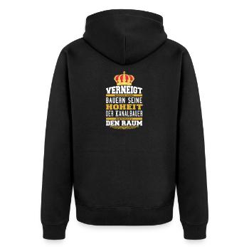 Witziges Kanalbauer T-shirt Geschenk - Unisex Premium Bio Zip Hoodie - Schwarz - Hinten - Nico (187cm)