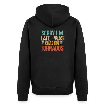 Tornado Chaser Storm Chasing Men Women Kids - Unisex Premium Organic Zip Hoodie - black - Back - Nico (187cm)