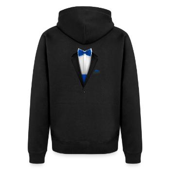 Tuxedo design with blue royal Bowtie For Weddings - Unisex Premium Organic Zip Hoodie - black - Back - Nico (187cm)
