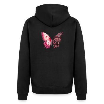 Camiseta Cristiana Para Mujer En Espanol Spanish - Unisex Premium Organic Zip Hoodie - black - Back - Nico (187cm)