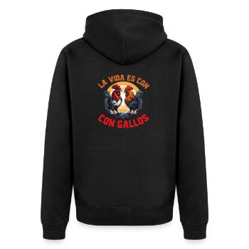 Gallero Pelea De Gallos Hombre Papá Padre Tío - Unisex Premium Organic Zip Hoodie - black - Back - Nico (187cm)