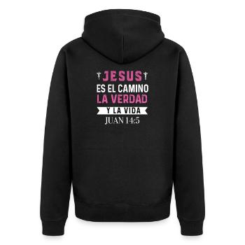 Camiseta Cristiana Para Mujer En Espanol Spanish - Unisex Premium Organic Zip Hoodie - black - Back - Nico (187cm)
