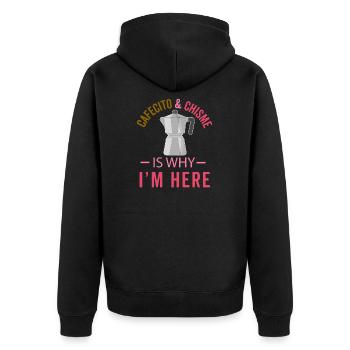 Funny Spanish Shirts Cafecito Cafe Espanol - Unisex Premium Organic Zip Hoodie - black - Back - Nico (187cm)