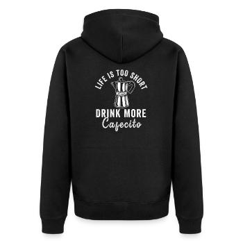 Funny Spanish Shirts Cafecito Cafe Espanol - Unisex Premium Organic Zip Hoodie - black - Back - Nico (187cm)