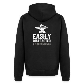 Funny Farrier Horseshoes Horses' Hooves Installer - Unisex Premium Organic Zip Hoodie - black - Back - Nico (187cm)