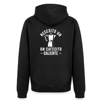 Funny Spanish Shirts Cafecito Cafe Espanol - Unisex Premium Organic Zip Hoodie - black - Back - Nico (187cm)