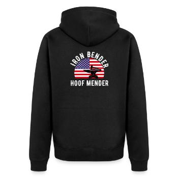 Funny Farrier Horseshoes Horses' Hooves Installer - Unisex Premium Organic Zip Hoodie - black - Back - Nico (187cm)