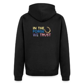 Funny Farrier Horseshoes Horses' Hooves Installer - Unisex Premium Organic Zip Hoodie - black - Back - Nico (187cm)