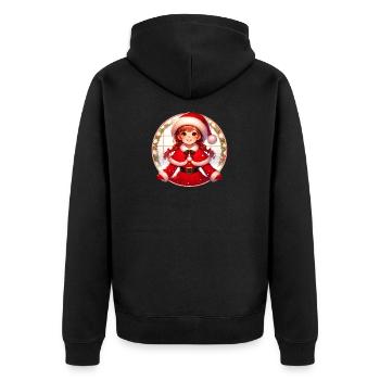 Weihnachtsmann-Mädchen-Illustration Lustige Weihnachten - Unisex Premium Bio Zip Hoodie - Schwarz - Hinten - Nico (187cm)