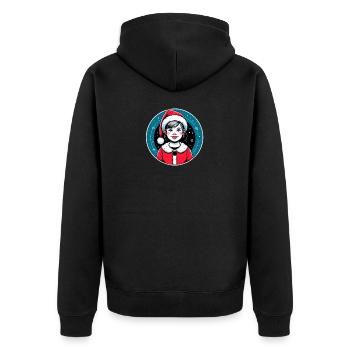 Weihnachtsmann-Mädchen-Illustration Lustige Weihnachten - Unisex Premium Bio Zip Hoodie - Schwarz - Hinten - Nico (187cm)