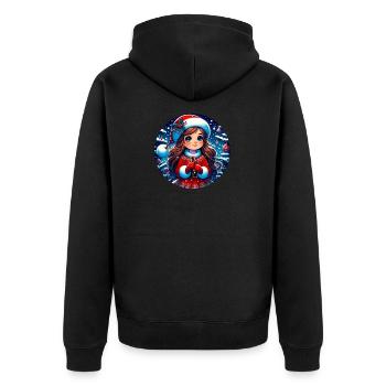 Weihnachtsmann-Mädchen-Illustration Lustige Weihnachten - Unisex Premium Bio Zip Hoodie - Schwarz - Hinten - Nico (187cm)