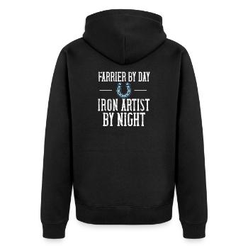 Funny Farrier Horseshoes Horses' Hooves Installer - Unisex Premium Organic Zip Hoodie - black - Back - Nico (187cm)