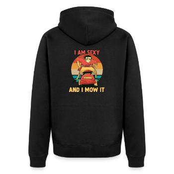 Gärtner Geschenk Rasenmäher Gärtner Spruch - Unisex Premium Bio Zip Hoodie - Schwarz - Hinten - Nico (187cm)