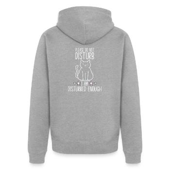 Katzenliebhaber Katzenfan Lustiger Katzenspruch - Unisex Premium Bio Zip Hoodie - Grau meliert - Hinten - Nico (187cm)