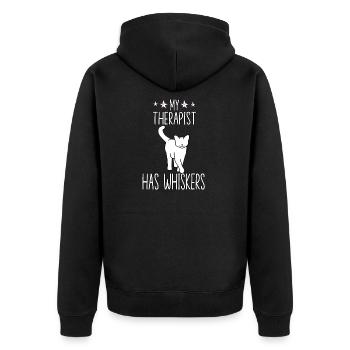 Katzen Kostüm Parodie lustige Katze Besitzer - Unisex Premium Bio Zip Hoodie - Schwarz - Hinten - Nico (187cm)