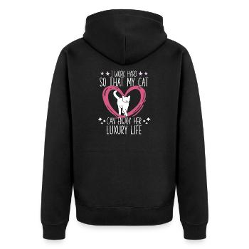 Chat drôle disant propriétaire de chat motif de - Veste à capuche bio Premium Unisexe - noir - Dos - Nico (187cm)