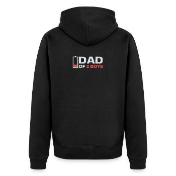 Vater von 2 Söhnen Vater Sohn Partnerlokk Dad - Unisex Premium Bio Zip Hoodie - Schwarz - Hinten - Nico (187cm)