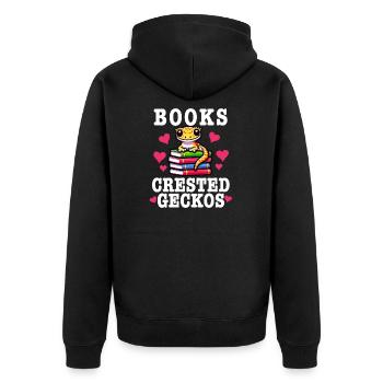 Gecko à crête Hommes Femmes Lézard Cils Gecko - Veste à capuche bio Premium Unisexe - noir - Dos - Nico (187cm)