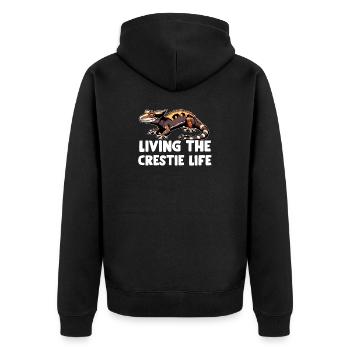 Gecko à crête Hommes Femmes Lézard Cils Gecko - Veste à capuche bio Premium Unisexe - noir - Dos - Nico (187cm)