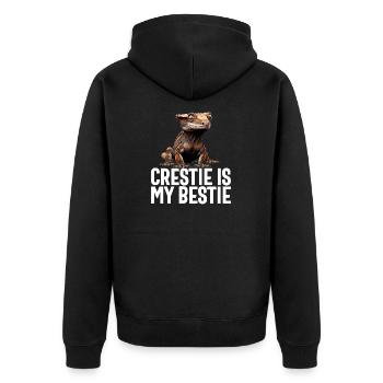 Gecko à crête Hommes Femmes Lézard Cils Gecko - Veste à capuche bio Premium Unisexe - noir - Dos - Nico (187cm)