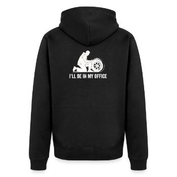 Reifen Kerl Mechaniker Platte Reifenmontiermaschine Reparatur Auto - Unisex Premium Bio Zip Hoodie - Schwarz - Hinten - Nico (187cm)