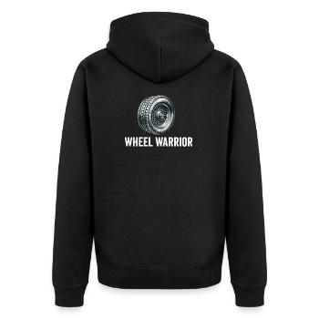 Reifen Kerl Mechaniker Platte Reifenmontiermaschine Reparatur Auto - Unisex Premium Bio Zip Hoodie - Schwarz - Hinten - Nico (187cm)