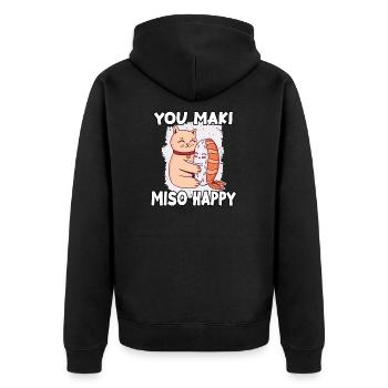 Lustiger Sushi-Fan Sushi-Liebhaber Kawaii Nigiri - Unisex Premium Bio Zip Hoodie - Schwarz - Hinten - Nico (187cm)