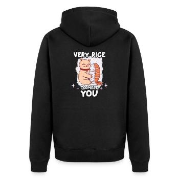 lustig Japan Sushi Kpop Wasabi Nigiri Sushi - Unisex Premium Bio Zip Hoodie - Schwarz - Hinten - Nico (187cm)